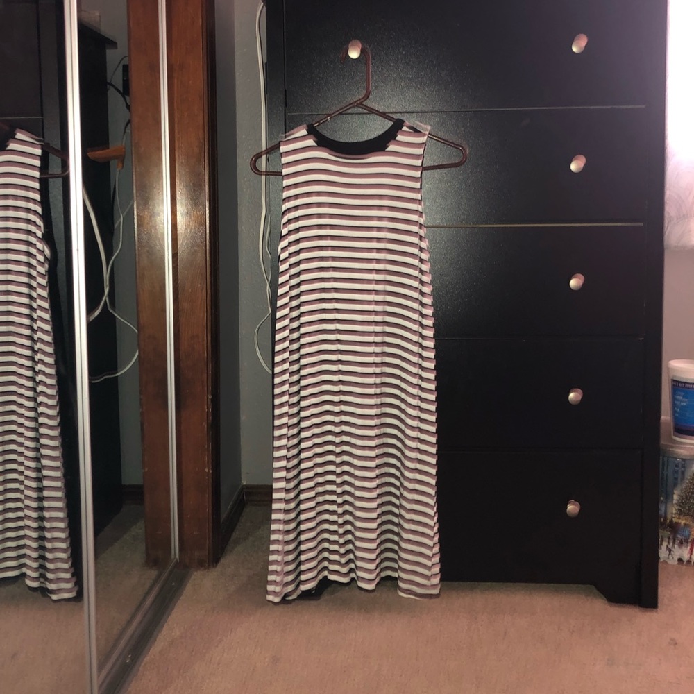 black and white striped dress